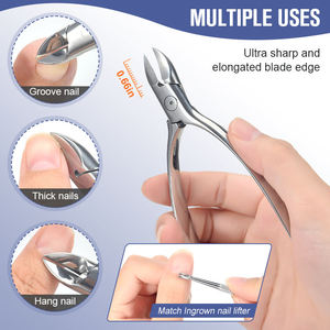 Hot Wholesale Beauty Nail Cuticle Nippers Curved Stainless Steel Finger Use Pointed-beak Eagle-beak <b>Pliers</b> <b>Set</b> Wide Jaw Opening - Product Image 4