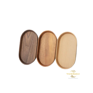 Plateau à gâteau ovale en bois écologique peint à la main de couleur naturelle Vietchoice, prix abordable, plateau de présentation de vaisselle de cuisine poli - Product Image 2