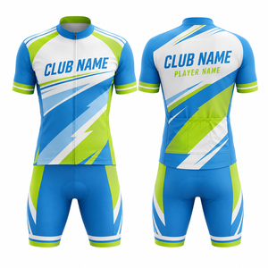 ชุดเสื้อจักรยานแบบยูนิเซ็กซ์สีน้ำเงิน เขียว ขาว พิมพ์ลายแบบ Sublimation ระบายอากาศได้ดี ผลิตจากโพลีเอสเตอร์ สำหรับผู้ใหญ่ แบบไร้ตะเข็บ รับผลิตตามแบบ OEM - Product Image 1