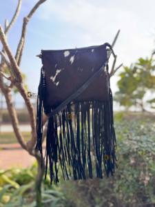 Bolso de Hombro de Piel de Vacuno con Flecos, Última Novedad, Bolsos Estilo Gitano Vintage con Pelo de Piel para Mujer - Product Image 2