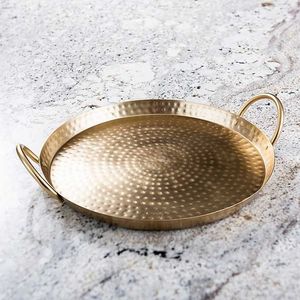 Vintage <b>Silver</b> Round Handle Serving <b>Tray</b> Ornate Decorative Platter Elegant Dining Presentation Essential - Product Image 5