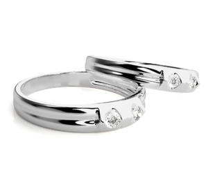 925 Sterling <b>Silver</b> <b>Silver</b> Double <b>Stone</b> Couple <b>Rings</b> - Product Image 3