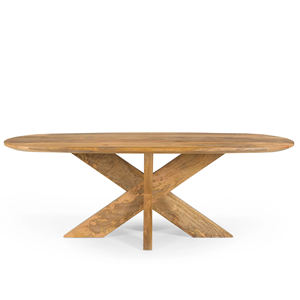 Table de salle à manger pliante robuste en bois massif, forme ovale danoise, plateau en bois de manguier finition naturelle, éco-responsable - Product Image 5