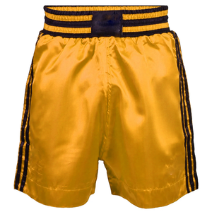 Shorts de boxe premium à rayures noires, séchage rapide, en toile, pour arts martiaux, légers, respirants, longueur genou, taille mi-haute - Product Image 1