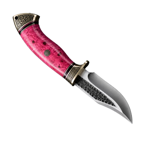 Cuchillo de hoja fija hecho a mano con punta de cuchillo, hoja de acero inoxidable, mango rosa, cuchillo de caza, grosor de 0.6mm, filo recto - Product Image 4
