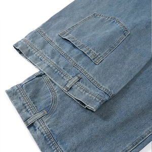 Pantalones Cargo Rectos de Mezclilla para Hombre, Estilo Hip Hop, Cintura Alta, Color Sólido, Verano/Invierno, Lavados, Cómodos, Casuales, Streetwear, ODM - Product Image 5