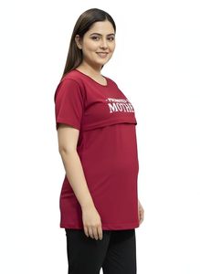 Camiseta para Mujer Promovida a Madre, Cuello Redondo, Manga Corta, Informal, de Algodón, Estampada, Transpirable, Corte Regular - Product Image 4