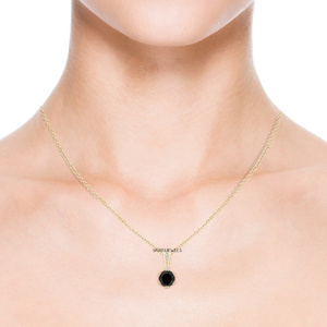 Colgante de Halo con Diamante Negro Natural para Mujer, Oro 10K 14K 18K, Plata 925 935, Chapado en Rodio, Joyería Vintage para Regalo de Boda o Fiesta - Product Image 2