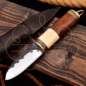 MORTAL SAGA Hand Forged Carbon Steel Blade Pukkoo Viking Knife Rosewood Handle <b>Leather</b> Sheath Hiking Lightweight Outdoor Camping - Product Image 4