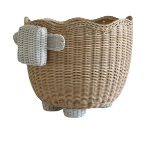 <b>Large</b> Handmade Sheep Shaped Rattan <b>Storage</b> <b>Basket</b> for Kids Room and Nursery Decoration - Product Image 4