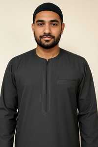 Robe Omani Modeste pour Hommes, Thobe en Coton Doux, Broderie Islamique en Polyester, Manches Longues pour l'Été, l'Hiver, l'Automne, Ensemble Élégant Style Saoudien - Product Image 3