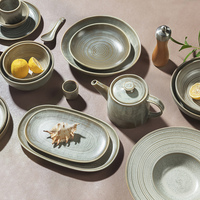 Ensemble d'assiettes et de bols en porcelaine de style nordique YAYU, robuste et de qualité commerciale, pour restaurants et hôtels, passe au lave-vaisselle, personnalisable