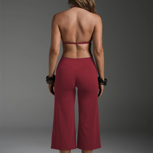 Ensemble de yoga 2 pièces personnalisé pour femme : Soutien-gorge de sport à col halter et pantalon de jogging taille haute à jambes larges – Tenue de fitness 2026 - Product Image 2