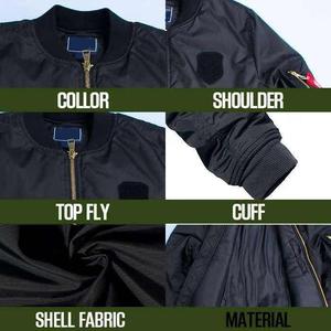Blouson Bomber Noir Premium pour Homme avec Col et Poignets en Tricot Côtelé, Fermeture Éclair, Poche sur la Manche, Vêtement d'Extérieur Léger et Décontracté - Product Image 6