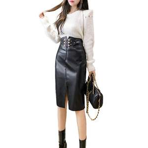 Nouvelle Collection : Mini-jupes décontractées en cuir véritable noir, taille régulière, respirantes et unies pour femmes - Product Image 5