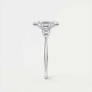 Anillo de compromiso de tres piedras con diamante cultivado en laboratorio de corte esmeralda de 2.50 quilates y piedras laterales en forma de pera en oro blanco de 14K. - Product Image 4