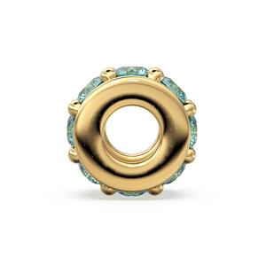 Anillo Fino de Oro Amarillo Sólido de 18K con Cuentas de Aguamarina de 5mm en Forma de Rueda - Product Image 4