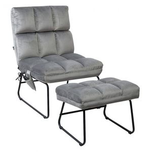 Fauteuil de massage en velours avec repose-pieds et télécommande, caractéristiques du fauteuil-canapé - Product Image 2