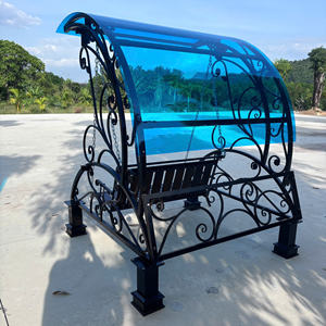 Stylish Modern 3-Person Outdoor <b>Swing</b> Set Featuring Durable Iron <b>Frame</b> Heavy Metal Stand and Sunshade Canopy <b>for</b> Courtyard Use - Product Image 2