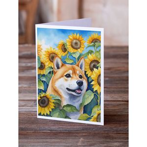 Whimsical Shiba Inu in Sunflowers A7 Tamaño 5x7 Tarjetas de notas en blanco Paquete de 8 con sobres Tarjetas de felicitación - Product Image 2