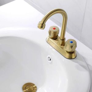 Rubinetto per lavabo da bagno Centerset a 2 maniglie con scarico a scomparsa in acciaio inossidabile e tubo di scarico - Rubinetti per lavabo di alta qualità - Product Image 4