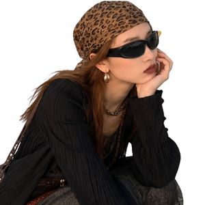 Women's Brown Leopard Print <b>Bandana</b> Head Scarf Trendy Satin Hair Wrap Vintage Style Fashion Accessory Custom OEM Manufacturer - Product Image 5