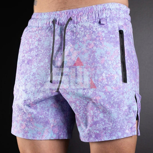Shorts à cordon de serrage pour hommes, couleur unie, séchage rapide, avec poches, taille moyenne, tenue décontractée, bleu et vert olive - Product Image 5