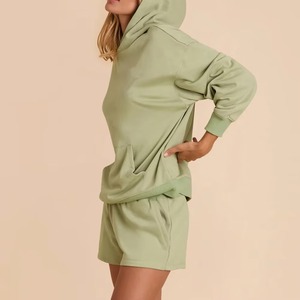 New Arrivals Customized Trendy Clothes <b>Spring</b> Women Hoodie Short Sets Top Shorts Two Piece Set <b>Sale</b> Price Breathable Custom - Product Image 4