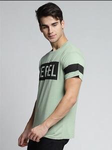 Camiseta Casual de Manga Corta para Hombre, Color Verde Claro, Cuello Cruzado, Tejida, Ecológica, 100% Algodón, Transpirable, para Verano - Product Image 5