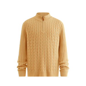 Custom Logo Men's Winter Sweater Pullover with Jacquard Pattern Knitted Top <b>Turtleneck</b> <b>Jumper</b> Zipper Closure Knitwear ODM/OEM - Product Image 4
