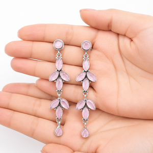 MOQ Available Brass Oxidized <b>Silver</b> Multi <b>Dangle</b> Drop Women Zircon | Trendy Hot Selling Ready Stock Fast Shipping Direct Factory - Product Image 4