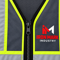 Gilet de sécurité haute visibilité réfléchissant Iron Mark, unisexe, vêtements de travail en coton, certifié CE, avec poches et logo imprimé