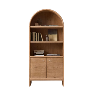 Bibliothèque de luxe en bois massif avec deux tiroirs, design minimaliste pour chambre à coucher - Product Image 2