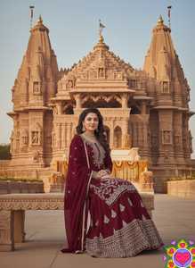 Ensemble Salwar Kameez indien pakistanais brodé violet Leranath Fashion pour femmes, vêtements ethniques traditionnels, robe en soie régulière recyclée - Product Image 6