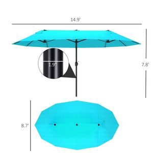 Ombrellone da Giardino Blu Senza Base per Esterni - Ombrelloni e Basi per Patio - Product Image 6