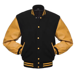 Veste de baseball pour homme noire et grise, style varsity, avec intérieur doux et manches en cuir contrastées - Product Image 6