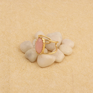 Anillo Ovalado de Cuarzo Rosa Chapado en Oro con Engaste de Latón, Estilo Bohemia, Joyería Unisex para Uso Diario, Regalo - Product Image 2