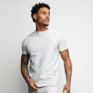 T-shirt en coton à manches courtes pour homme, coupe ajustée, col rond, couleur unie, jersey décontracté, respirant, blanc - Product Image 3