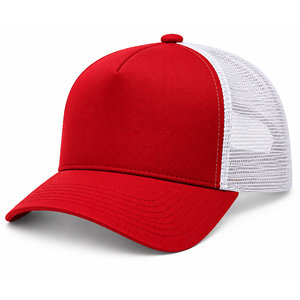 Gorra Trucker de Malla Roja y Blanca, 6 Paneles, Ajustable, Unisex, Casual, Transpirable, para Primavera/Verano, Gorro para Adultos, Hecho a Medida - Product Image 2