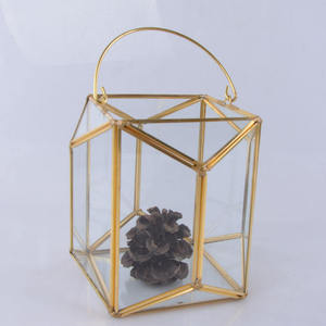 Antique Brass Metal Glass Terrarium High Quality Art Deco Design for Home <b>Table</b> Top Wedding Decoration Wholesale Price India - Product Image 2