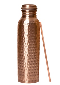 OTSAK Bouteille d'eau portable en cuivre martelé de qualité supérieure avec couvercles multi-usages pour le bien-être à domicile et une hydratation saine quotidienne - Product Image 4