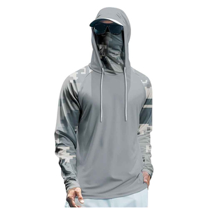 Sweat à capuche de pêche camouflage gris pour homme, manches longues, séchage rapide, vêtement de pêche, pull-over, haut d'extérieur, UPF 50, chemise en polyester - Product Image 2