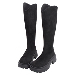 รองเท้าบูทผู้หญิงทรงสูงถึงเข่า ยี่ห้อ Ann'S ทำจากหนังกลับ พื้นหนาแบบ Chunky Platform Lug Sole สวมใส่สบาย ทรงกว้างพิเศษ - Product Image 1