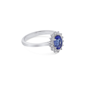 Anillo de Plata de Ley 925 con Tanzanita y Circonita Cúbica Ovalada para Hombre de Ivaan Jewels, Joyería de Compromiso con Halo y Baño de Rodio - Product Image 2