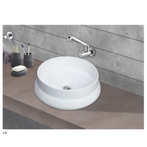 Modern glossy white 400x400x150mm rectangular ceramic wash basin wall hung floating semi pedestal - Product Image 1