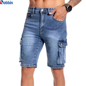 Short cargo en jean stretch skinny pour homme, style streetwear hip-hop, 6 poches, en coton uni, écologique, idéal pour l'été - Product Image 3