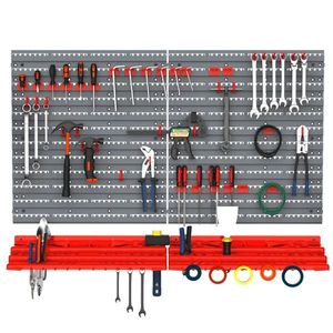 Organisateur d'outils de garage à monter soi-même en 54 pièces, avec panneau perforé à 50 crochets et étagère pour organiser vos outils - Product Image 3