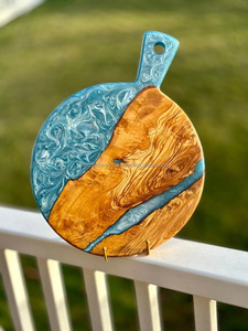 Planche à fromage en bois avec résine en bois Charcuterie Epoxy Planches à découper avec océan bleu Plateau de service planche à fromage en résine - Product Image 6