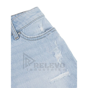 Shorts en jean unisexe personnalisés, style streetwear hip-hop, respirants, sans taille élastique, coupe oversize, vêtements de mode, fournisseur en gros - Product Image 5