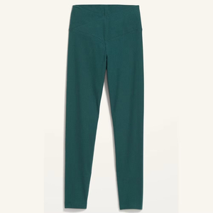Leggings de yoga côtelés taille haute, longueur intégrale, sans couture, extensibles dans quatre directions, pantalon de fitness pour femme, couleur unie verte - Product Image 3